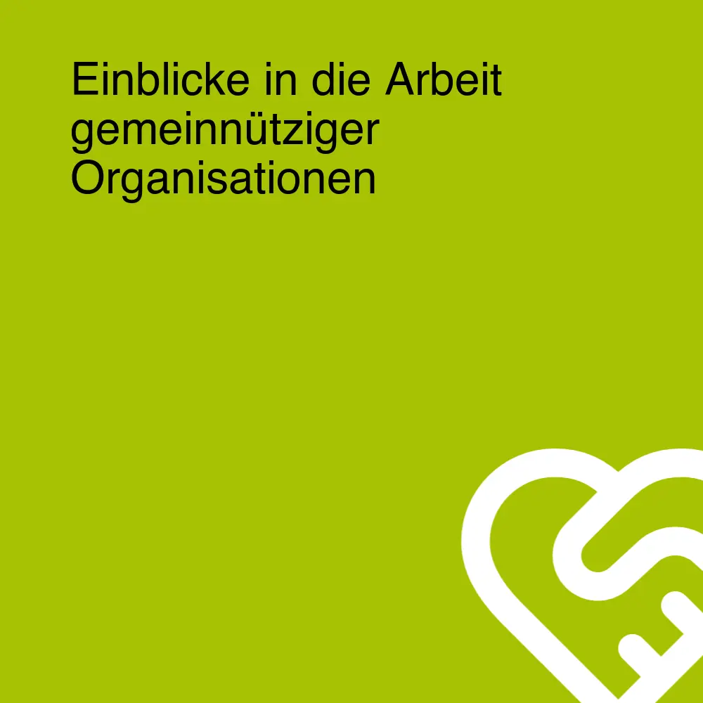 Einblicke in die Arbeit gemeinnütziger Organisationen Einblicke in die Arbeit gemeinnütziger Organisationen