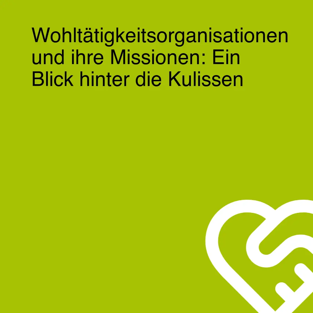Wohltätigkeitsorganisationen und ihre Missionen: Ein Blick hinter die Kulissen