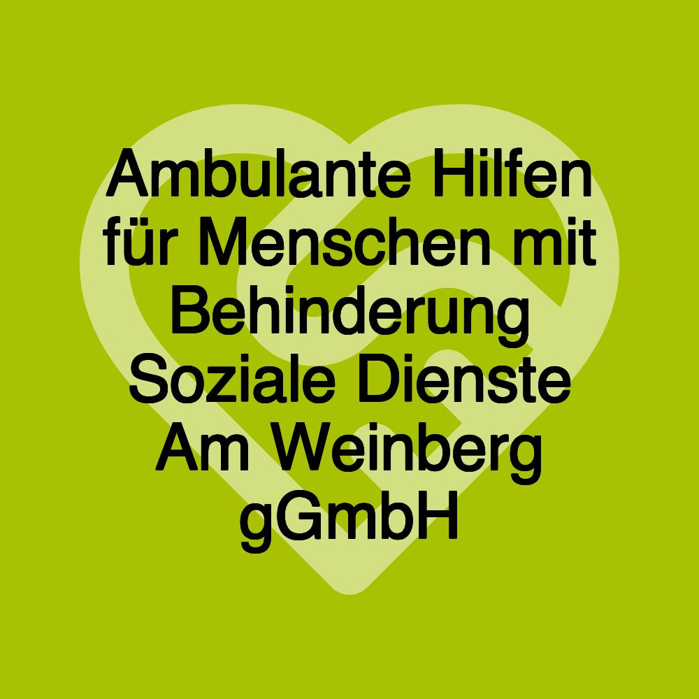 Ambulante Hilfen für Menschen mit Behinderung Soziale Dienste Am Weinberg gGmbH