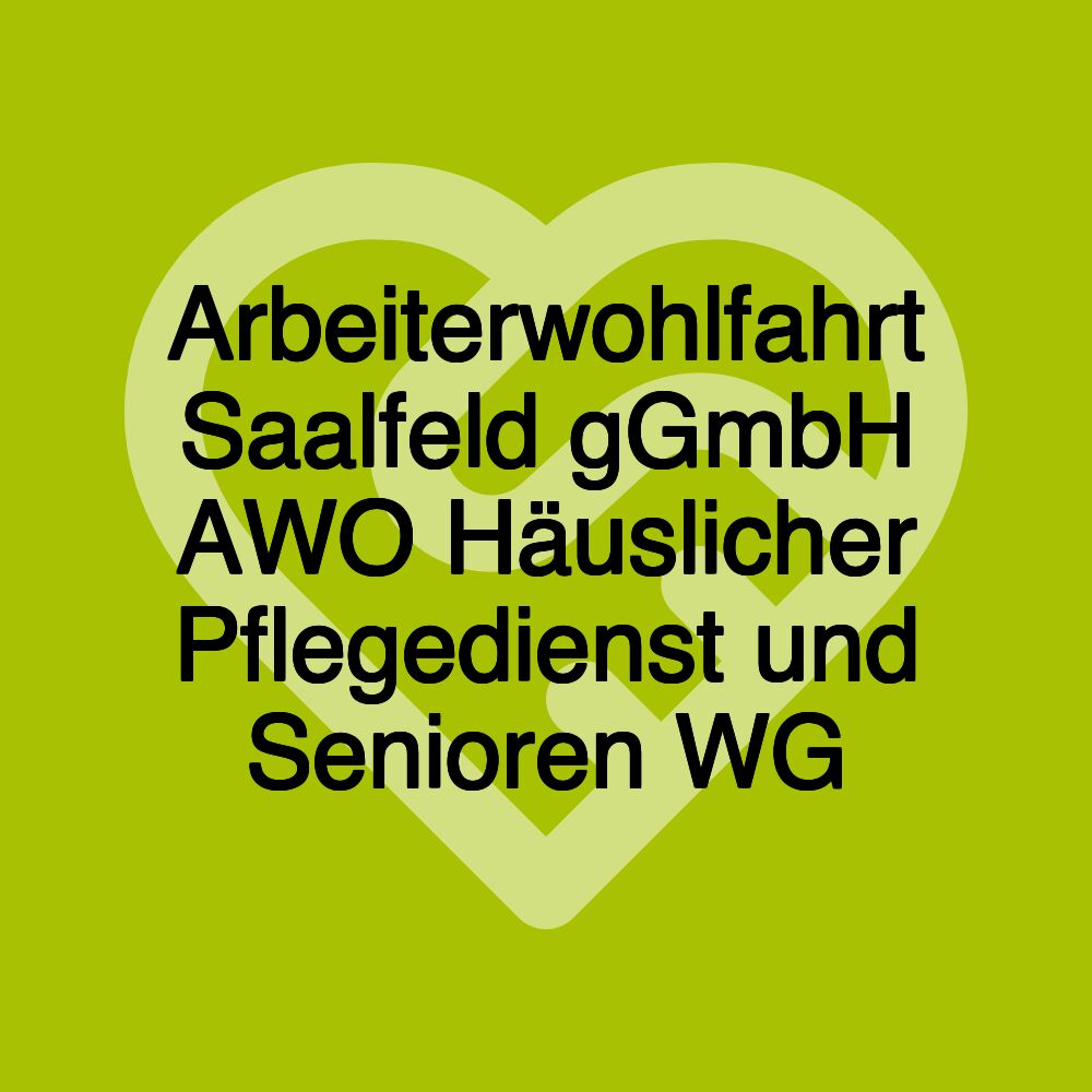 Arbeiterwohlfahrt Saalfeld gGmbH AWO Häuslicher Pflegedienst und Senioren WG