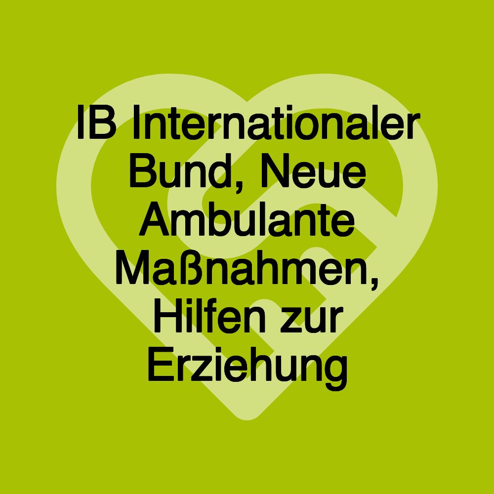 IB Internationaler Bund, Neue Ambulante Maßnahmen, Hilfen zur Erziehung